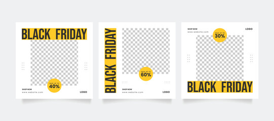 Wall Mural - black friday sale banner or offer template with photo college. promotional web banner for instagram 