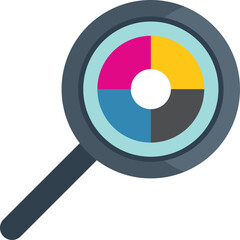 Wall Mural - magnifying glass is focusing on the cmyk color model, representing the four primary colors used in p