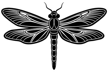 Wall Mural - Simple dragonfly flat black icon  illustration