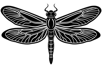 Wall Mural - Simple dragonfly flat black icon  illustration