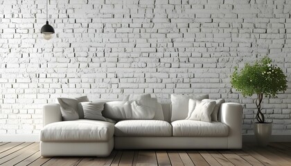 Wall Mural - textured white brick wall pattern