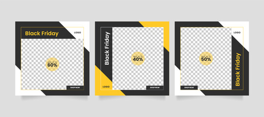 Wall Mural - black friday sale banner or offer template with photo college. promotional web banner for instagram 