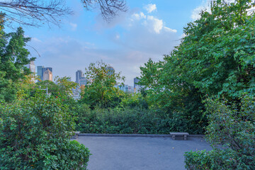 Wall Mural - Urban Architecture and Park Trees