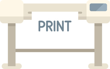 Canvas Print - Large format printer is printing on white background, in flat design style