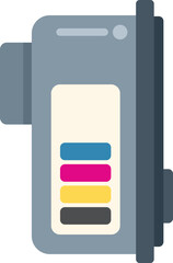 Sticker - Ink cartridge containing cyan, magenta, yellow and black ink, used for printing documents