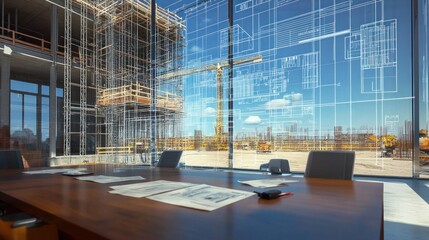 Wall Mural - generate a photo realistic image of value engineering workshops for a construction project, with val