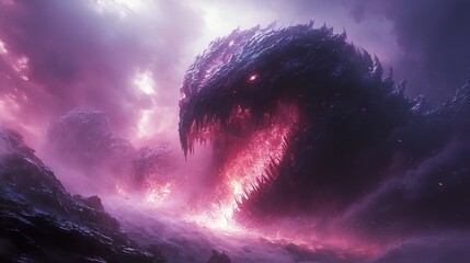 Poster - Fiery Monster in a Dark Sky - Fantasy Art