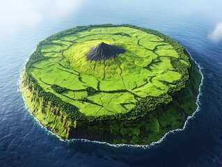 Canvas Print - Lush Volcanic Island in the Ocean.