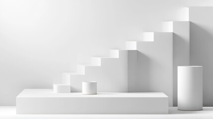 Wall Mural - smooth white background with a simple podium, ideal for clean and modern product photography.