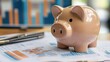 © Boonnam Burart - A large piggy bank placed on top of financial books and charts, symbolizing the importance of saving for business growth.