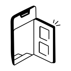 Poster - Doodle style icon of open door in mobile 

