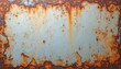 © kotlyarn - An old metal surface covered with rust and peeling paint, showcasing the effects of time and weathering. The texture highlights the contrast between the rust and faded blue paint.