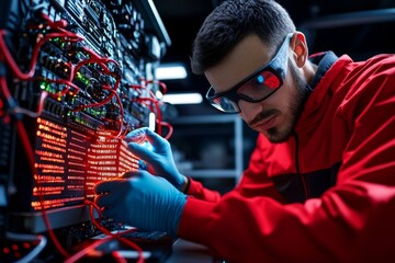 Hacker using a digital brute force tool, showing hundreds of password attempts rapidly testing combinations on a secure system