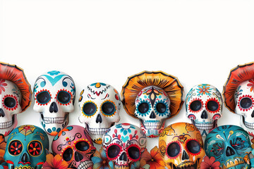 Beautiful greeting card with bright holiday composition for happy to joy celebrate dia de muertos