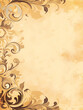 © Izzain - A vintage-style background with an ornate floral design in shades of brown and beige.