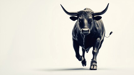 Canvas Print - Black Bull Charging   D Render  Animal Power  Aggressive  Bullish