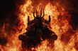 © Olegarx525 - Scary sinister devil is in hell with dramatic fire lighting