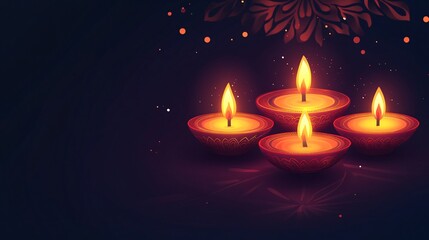 Diwali Festival of Lights with Burning Diyas and Bokeh