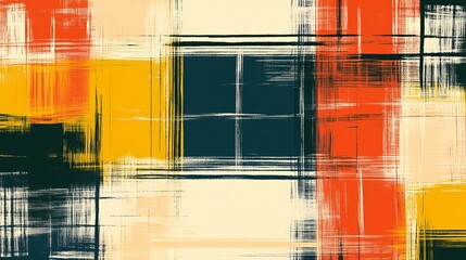 Poster - Abstract colorful pattern with brush strokes in warm and cool tones