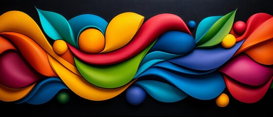 Wall Mural - Vibrant Abstract Colorful Wave Art for Modern Spaces