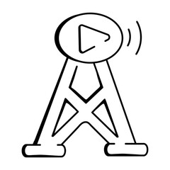 Poster - Broadcasting icon in doodle style 

