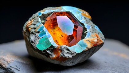 Sticker - Unique gemstone shines brightly amidst ordinary rocks, showcasing distinct sparkle and captivating focus