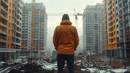 Poster - An architect standing on a building site.