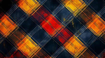 Wall Mural - Vibrant tartan pattern with bold colors in a modern design