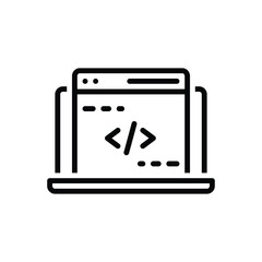 Black line icon for coding 