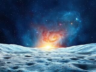 Wall Mural - Cosmic Horizon with Celestial Bodies and Starry Sky