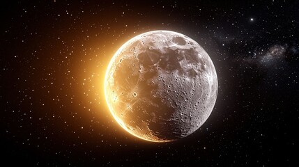 Wall Mural - Beautiful Moon with Starry Background in Night Sky