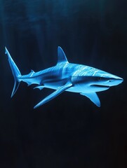 Blue Shark Swimming in Ocean