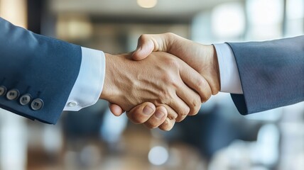 Attractive Businessman handshake for teamwork of business merger and acquisition,successful negotiate,job interview,two businessman shake hand,partnership and business deal concept Greeting deal.