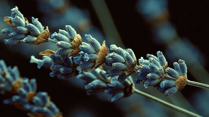    a flowering plant with azure blooms in the foreground and a hazy background