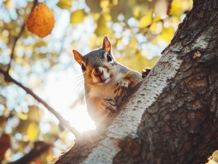 Wall Mural - Squirrel resting in tree