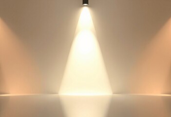 A single spotlight shining on a white surface with two other lights at the edges.