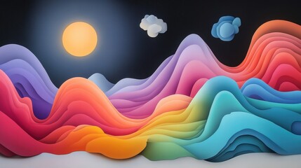 Wall Mural - A surreal, abstract painting composed of swirling, glowing colors and shapes, representing the interconnectedness of people through wireless communication.