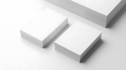 Two white US business card Mockup on white background 3D rendering. 