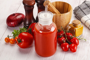 Fresh Tomato juice in the glass