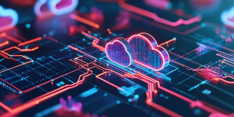 Wall Mural - a cloud networking dashboard, real-time data flow between cloud and on-premise infrastructure visualized, showing efficient hybrid networking.