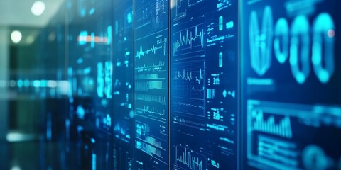 Leinwandbilder - a healthcare IoT system, with patient data from various devices integrated into a central platform, enhancing coordination and care delivery.