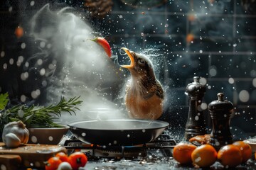 Wall Mural - cooking kitchen animal artwork