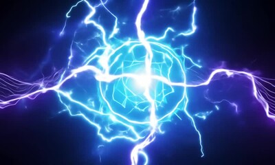 Wall Mural - blue and purple electric energy ball