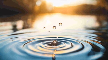 Raindrops Hitting the Surface of a Calm Lake