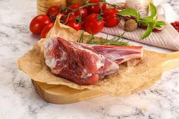 Raw lamb shank for cooking