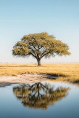 Canvas Print - Lone Tree Reflected in Water