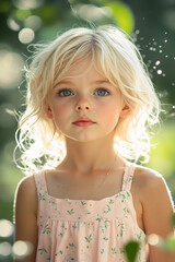 Sticker - A little girl with blonde hair and blue eyes