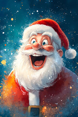 Canvas Print - A cartoon santa claus with a big smile on his face