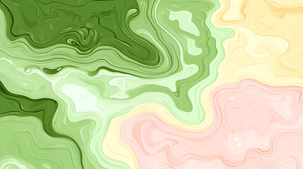 Wall Mural - soft abstract swirl of green, yellow, and pink hues creating a calming background with fluid pattern