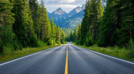 Poster - Mountain Road Through Evergreen Forest